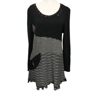 Fantazia Quirky Boho Mixed Media Mini Sweater Dress Sz S Witchy Whimsigoth Artsy